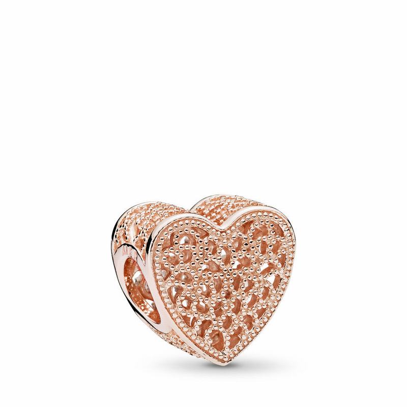 Pandora Filigree & Beaded Heart Charm Ireland - Pandora Rose - 569182MRO